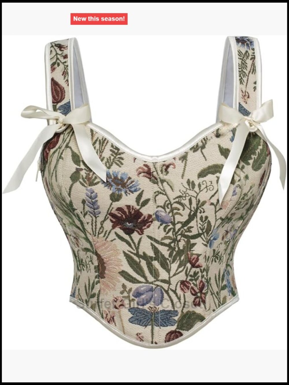 Corset Top Sweetheart Neckline Overbust Bustier Renaissance Floral Boned